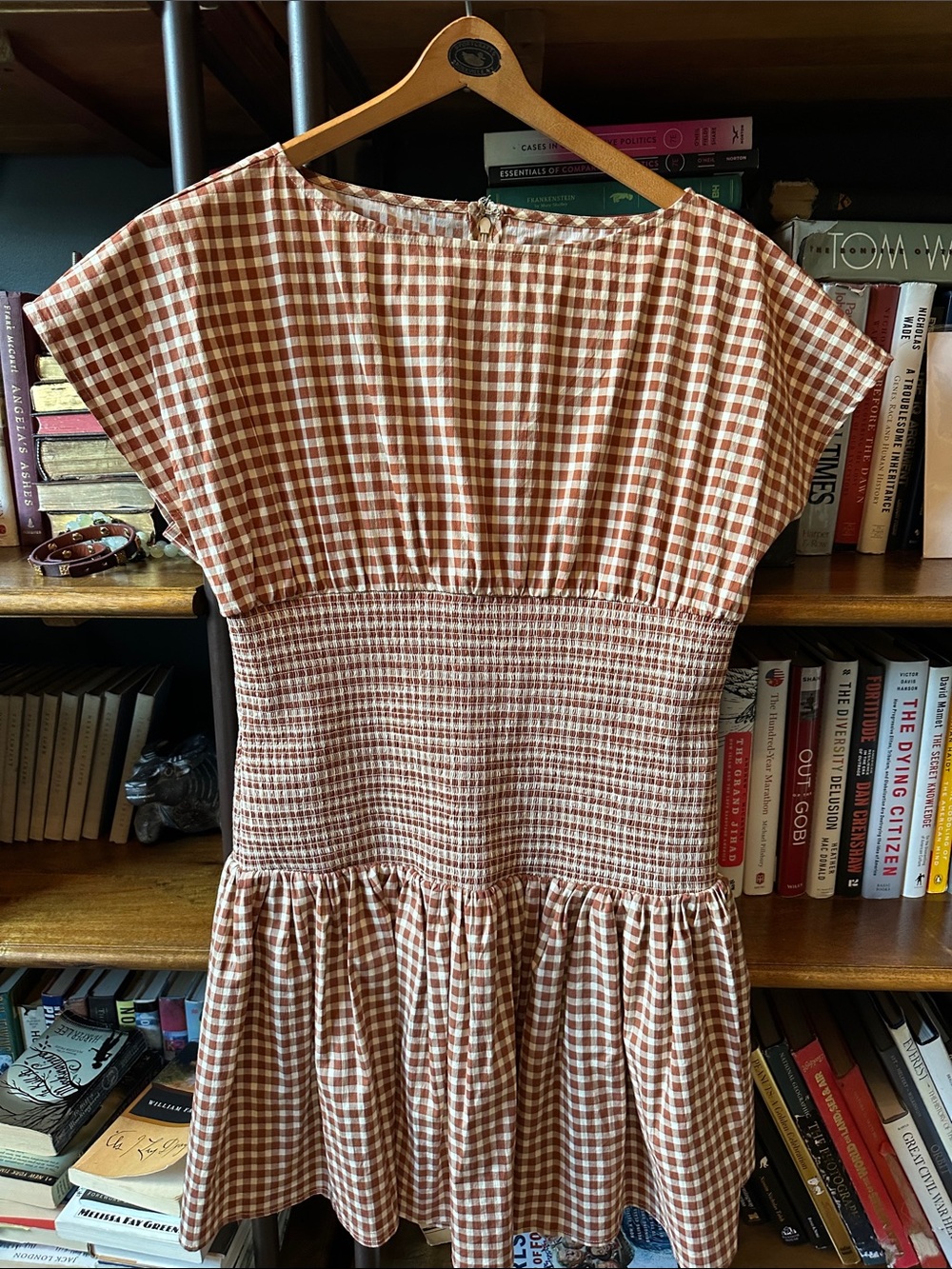 Like New Avec Les Filles Smock Bodice Stretch Cotton Ginham Minidress